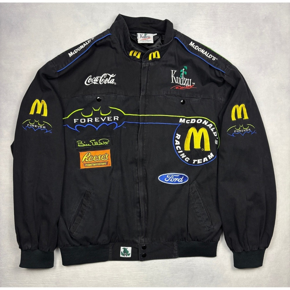 Vintage 1995 Bill Elliott McDonalds Racing Batman Forever Jacket Kudzu Mens XXL